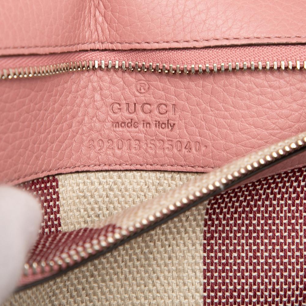 Gucci AB Gucci Pink Calf Leather Medium Bamboo Daily Satchel Italy