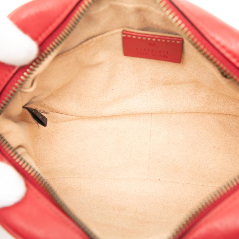 Gucci B Gucci Red Calf Leather Mini GG Marmont Matelasse Crossbody Italy