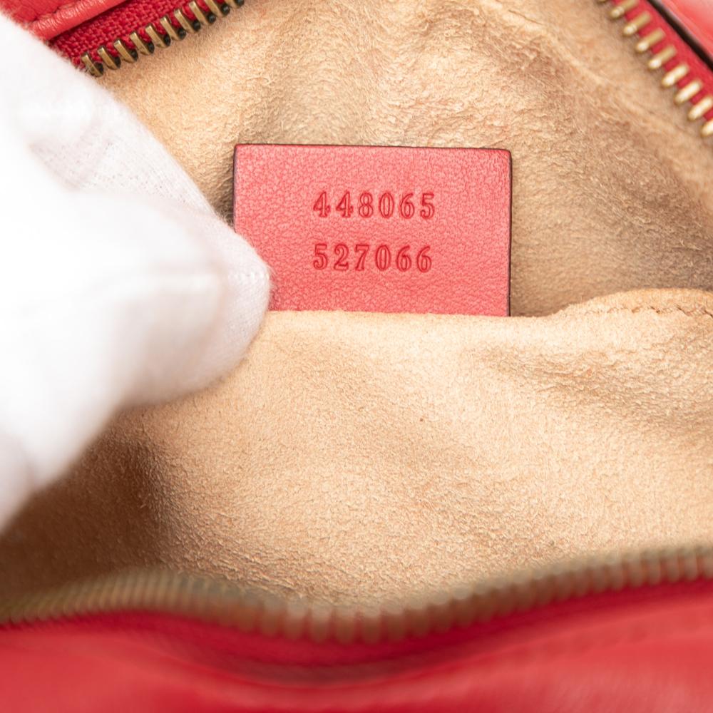 Gucci B Gucci Red Calf Leather Mini GG Marmont Matelasse Crossbody Italy