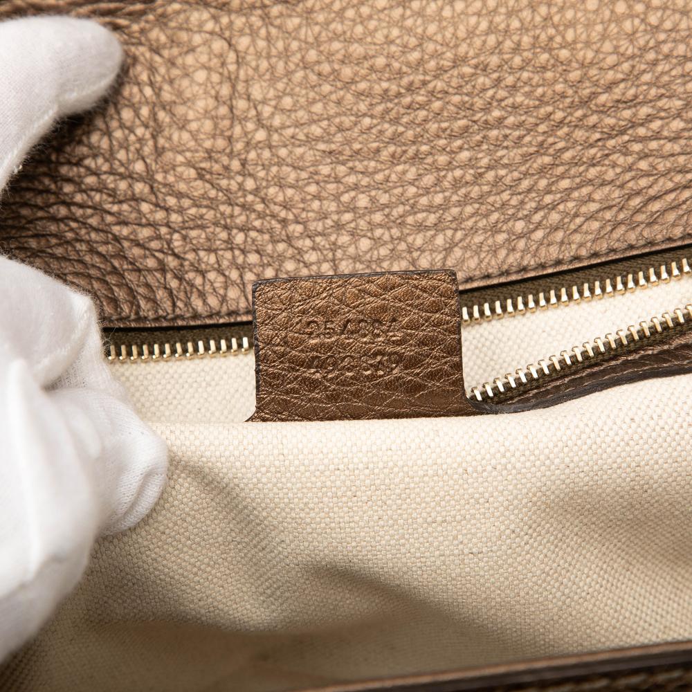 Gucci AB Gucci Brown Bronze Calf Leather Medium New Bamboo Satchel Italy