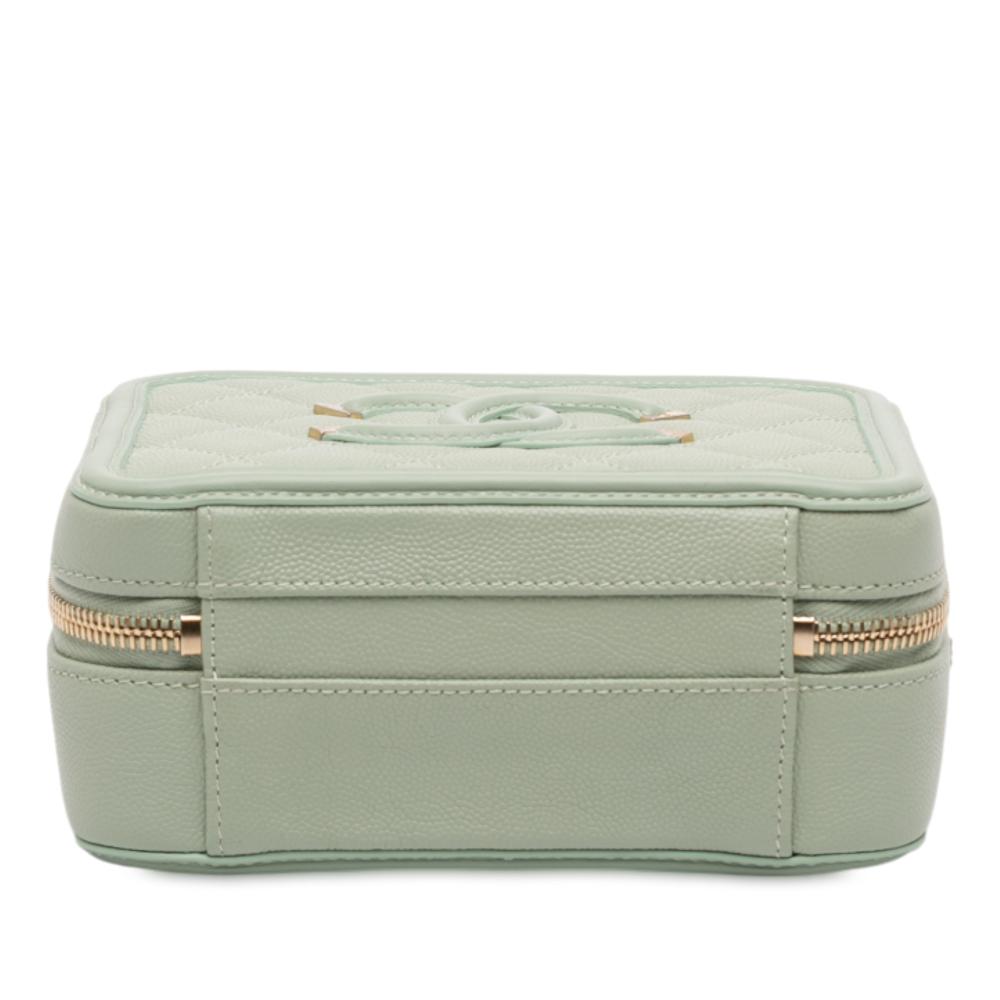 Chanel AB Chanel Green Mint Caviar Leather Leather Small Caviar CC Filigree Vanity Case Italy