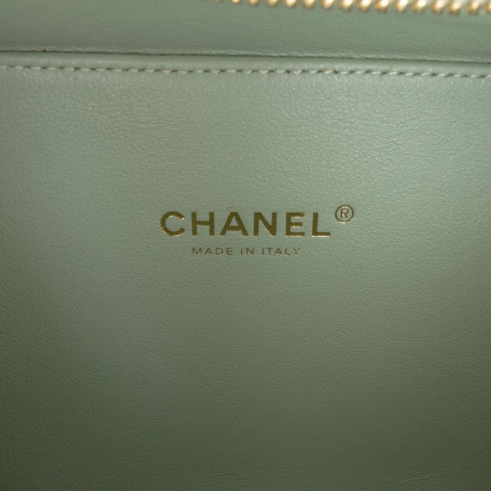 Chanel AB Chanel Green Mint Caviar Leather Leather Small Caviar CC Filigree Vanity Case Italy