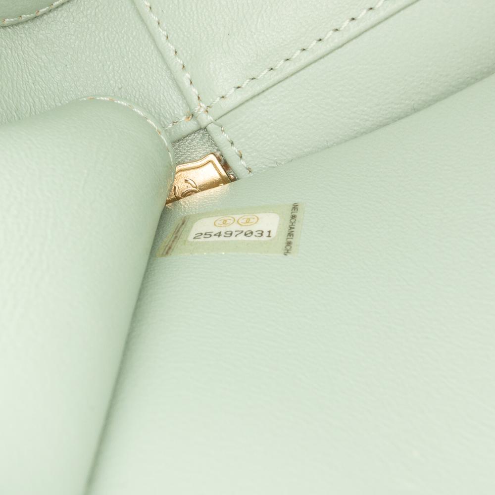 Chanel AB Chanel Green Mint Caviar Leather Leather Small Caviar CC Filigree Vanity Case Italy