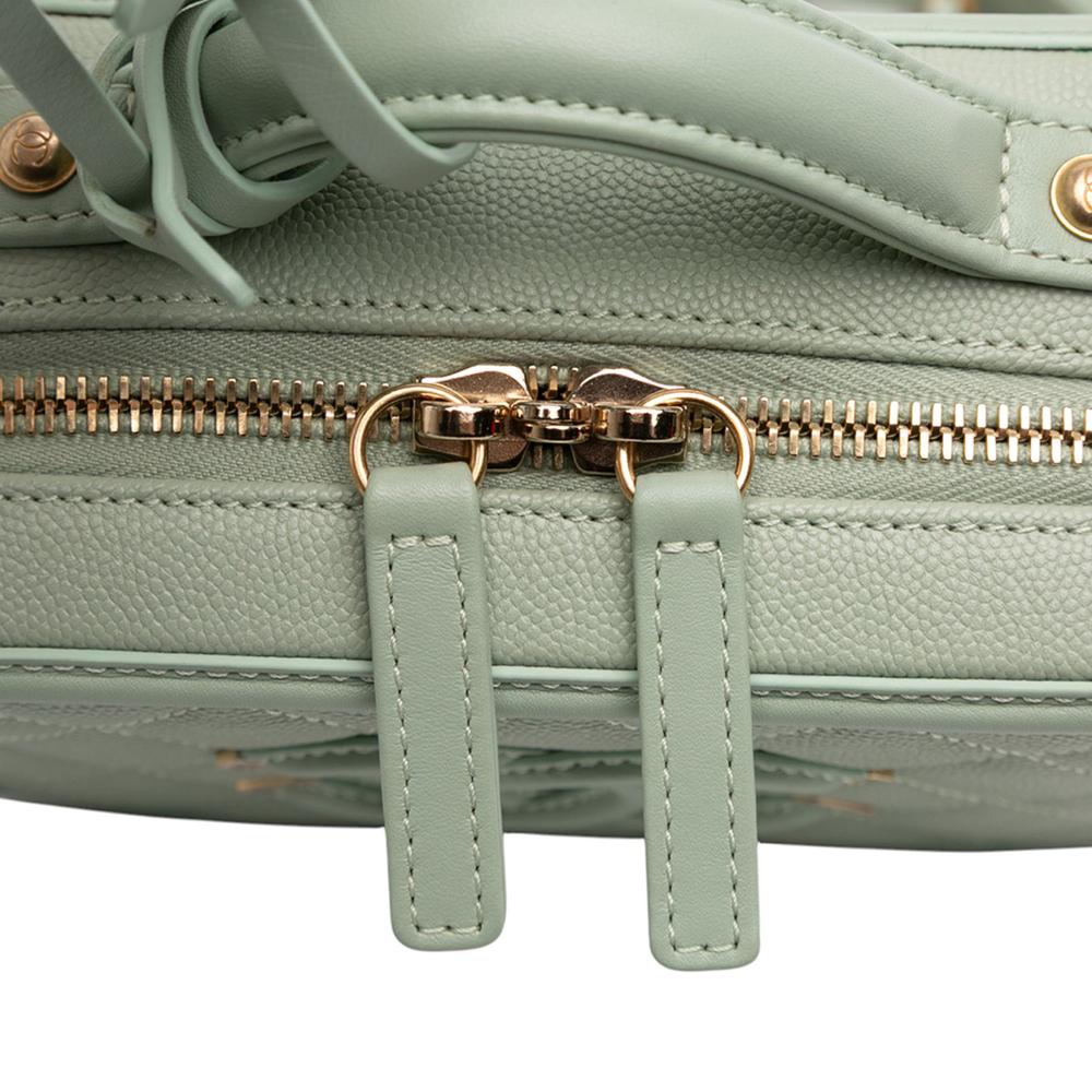 Chanel AB Chanel Green Mint Caviar Leather Leather Small Caviar CC Filigree Vanity Case Italy