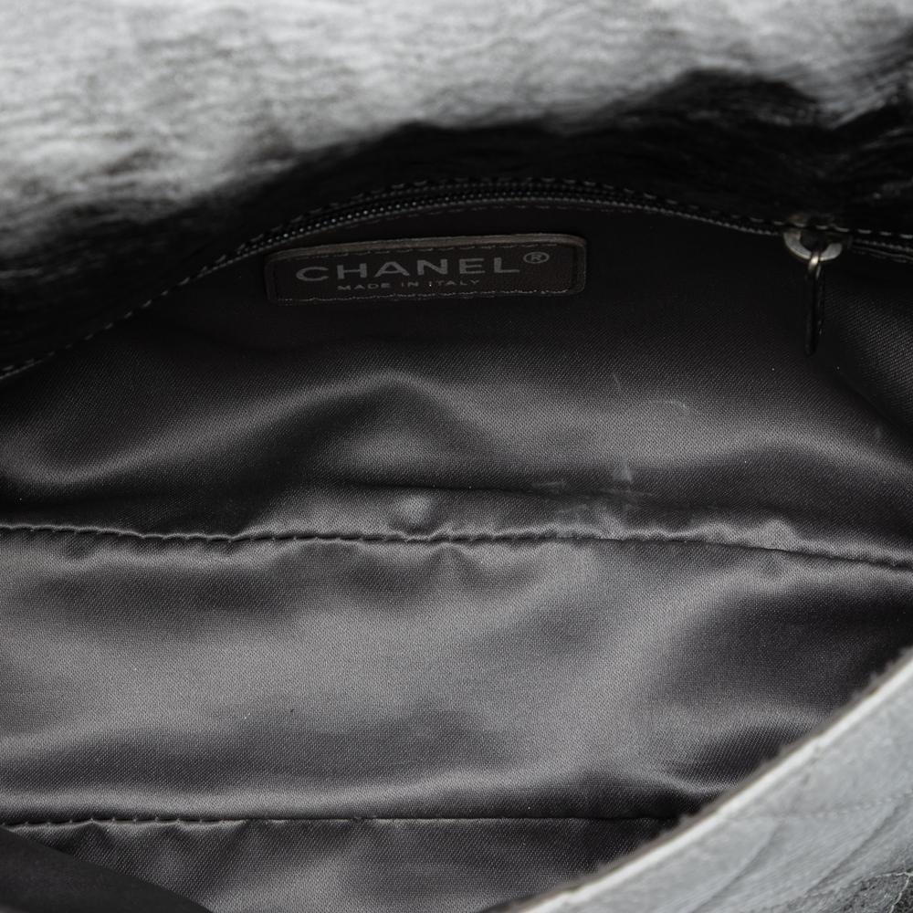 Chanel B Chanel Gray PVC Plastic Small CC Quilted Vinyl Melrose Degrade Flap Italy