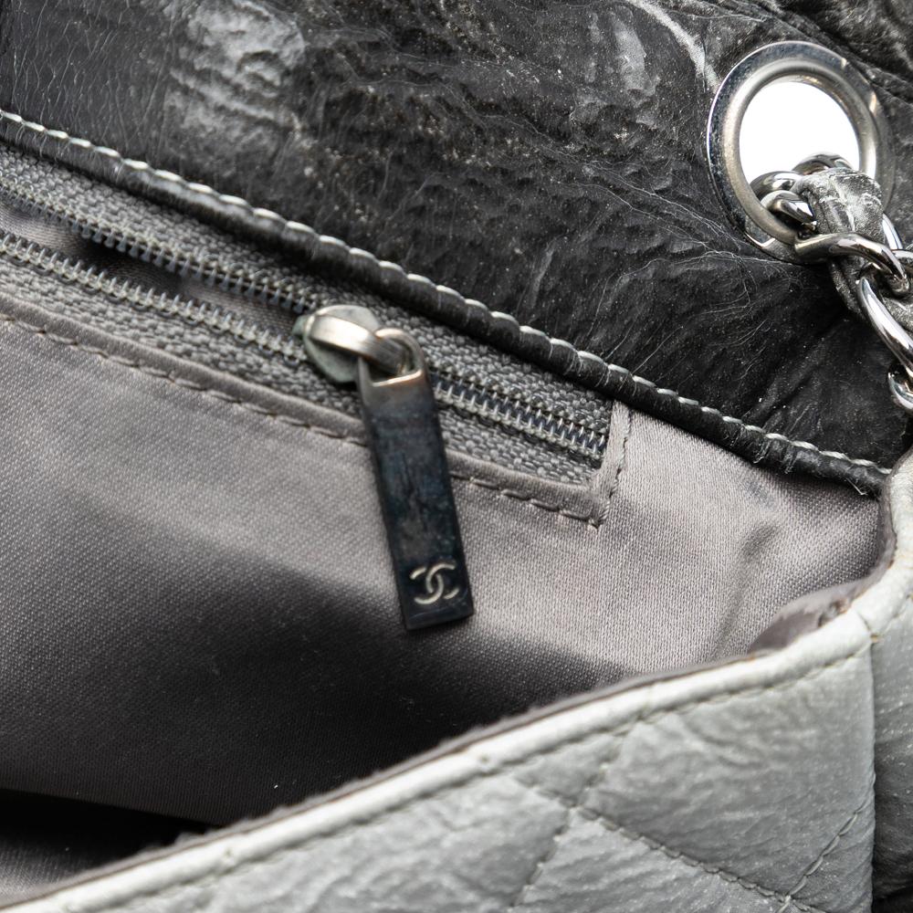 Chanel B Chanel Gray PVC Plastic Small CC Quilted Vinyl Melrose Degrade Flap Italy