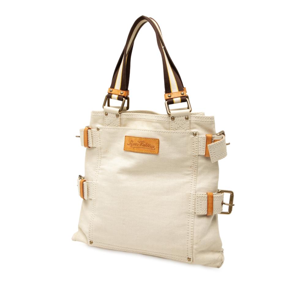 Louis Vuitton B Louis Vuitton Brown Beige Canvas Fabric Cruise Line Globe Shopper Tote MM France