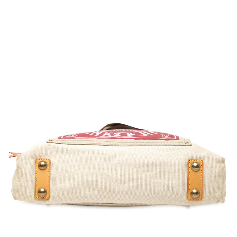 Louis Vuitton B Louis Vuitton Brown Beige Canvas Fabric Cruise Line Globe Shopper Tote MM France