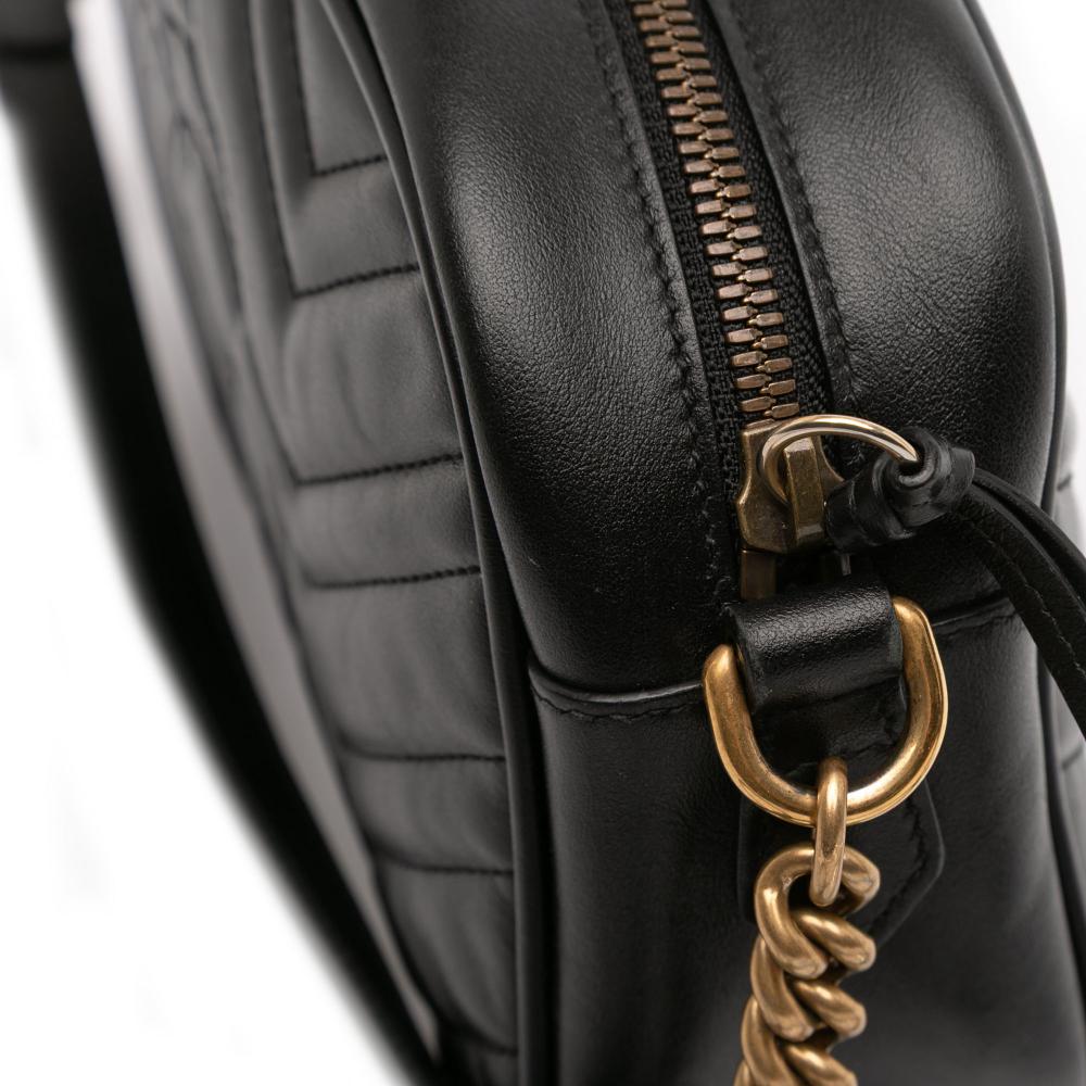 Gucci B Gucci Black Calf Leather Small GG Marmont Matelasse Crossbody Italy