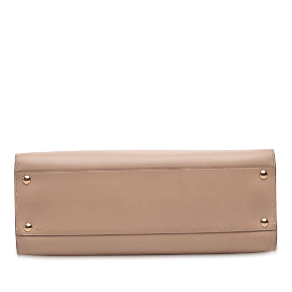 Ferragamo B Ferragamo Brown Nude Calf Leather Gancini Marlene Tote Italy