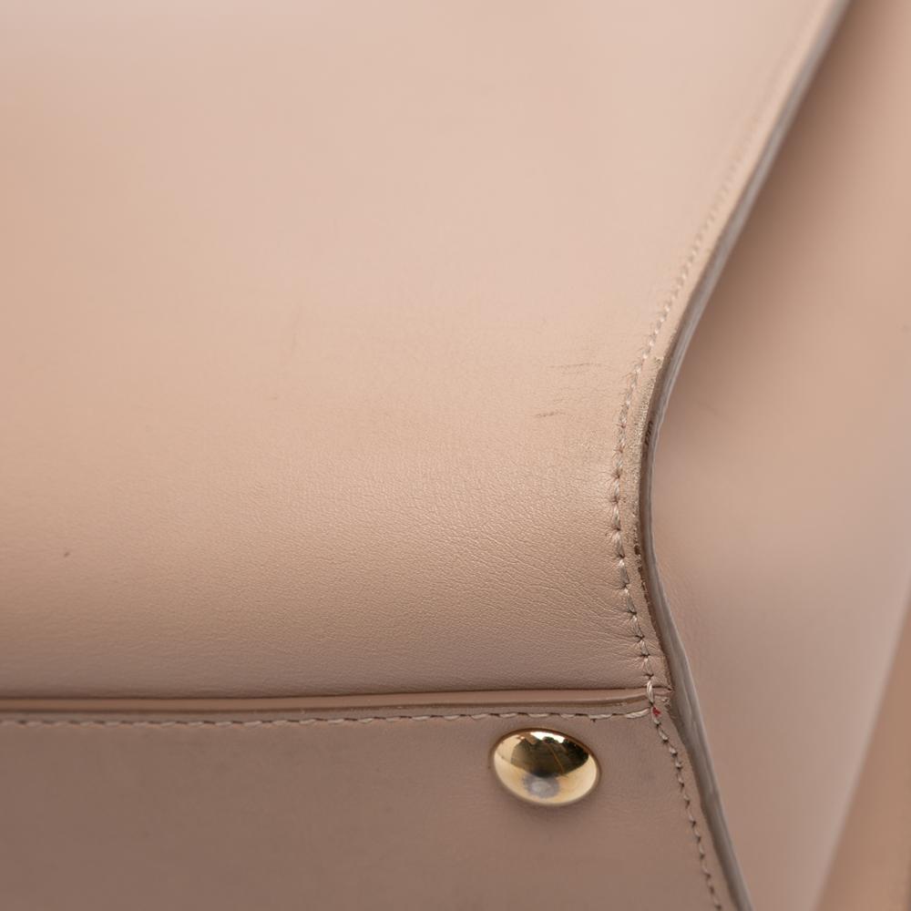 Ferragamo B Ferragamo Brown Nude Calf Leather Gancini Marlene Tote Italy