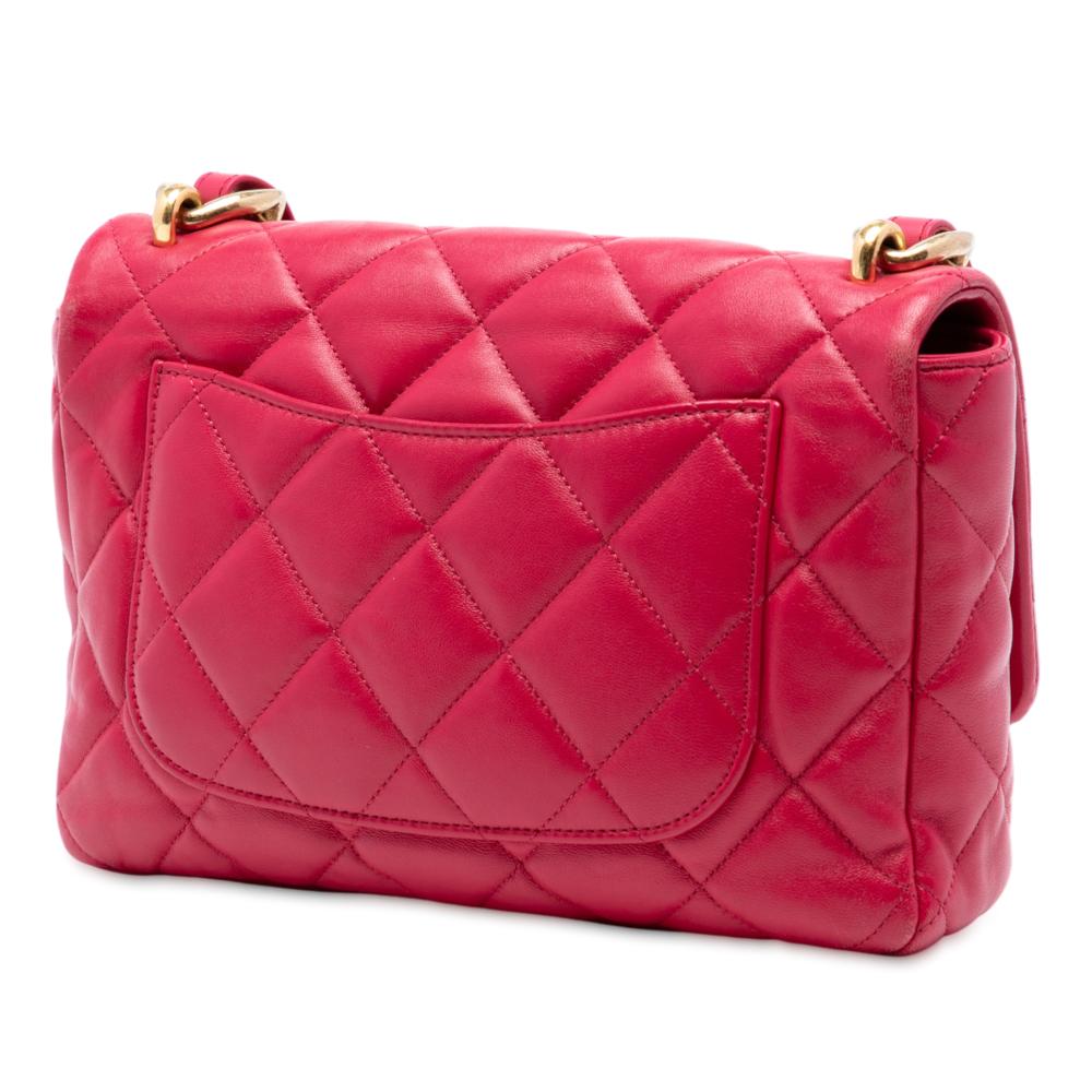 Chanel AB Chanel Red Lambskin Leather Leather Large Quilted Lambskin Funky Town Flap Italy