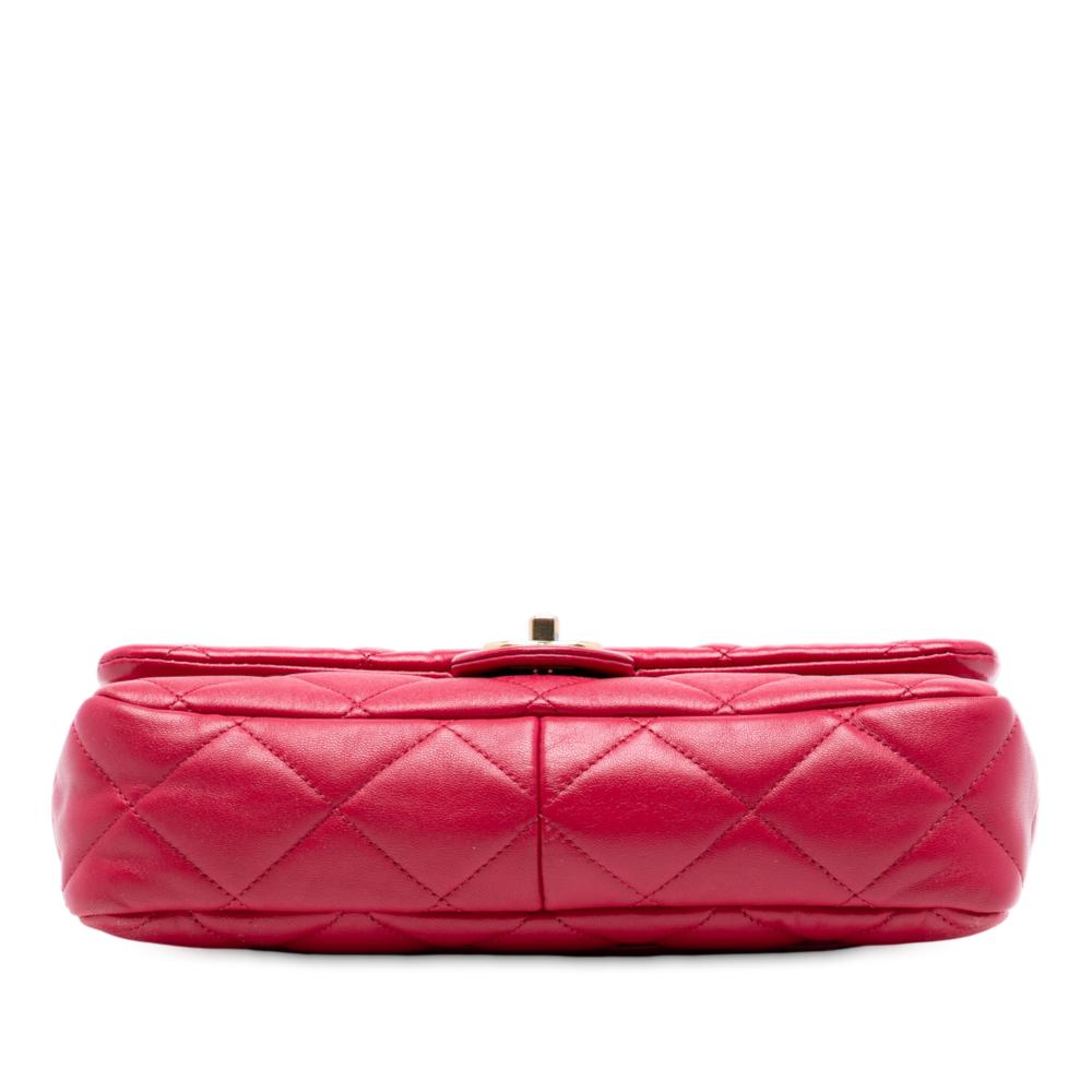 Chanel AB Chanel Red Lambskin Leather Leather Large Quilted Lambskin Funky Town Flap Italy