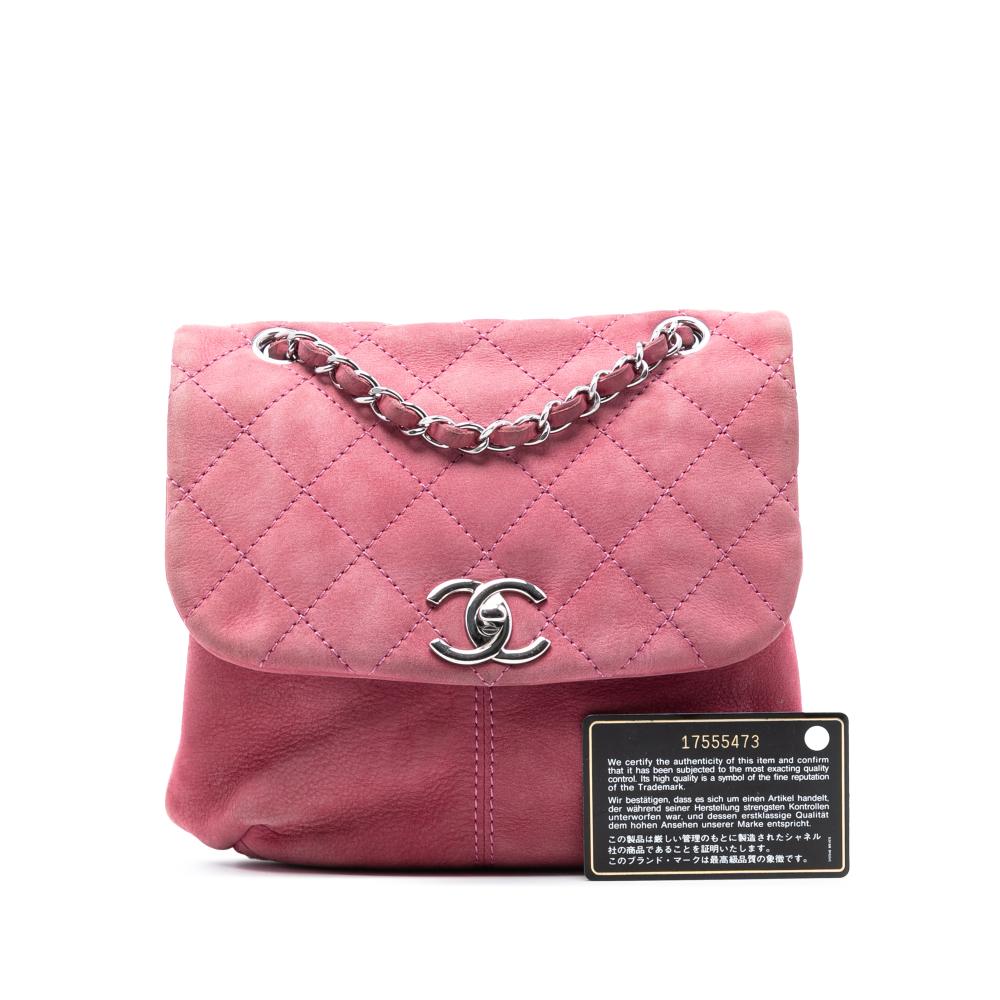 Chanel B Chanel Pink Calf Leather Mini Quilted Nubuck Trianon Messenger Flap France