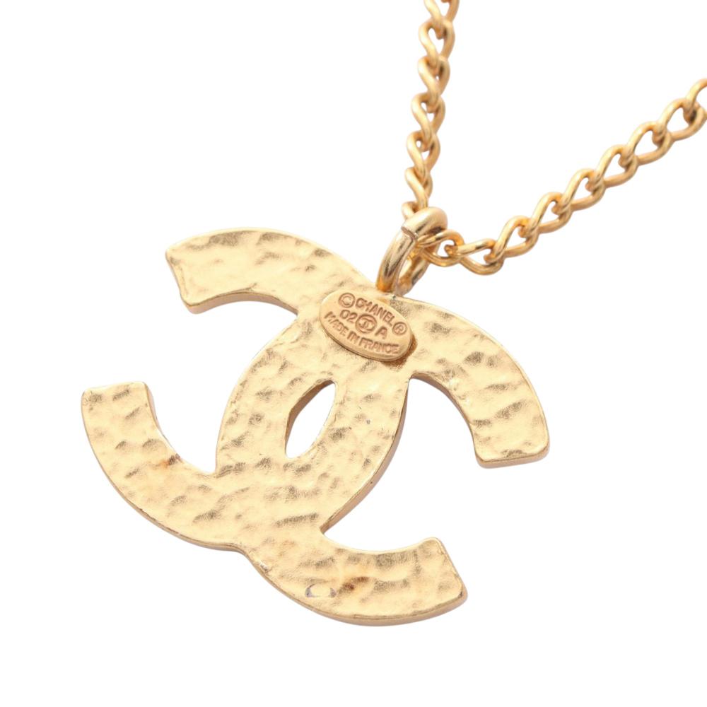 Chanel B Chanel Black with Gold Enamel Other CC and Gold Plated Pendant Necklace France