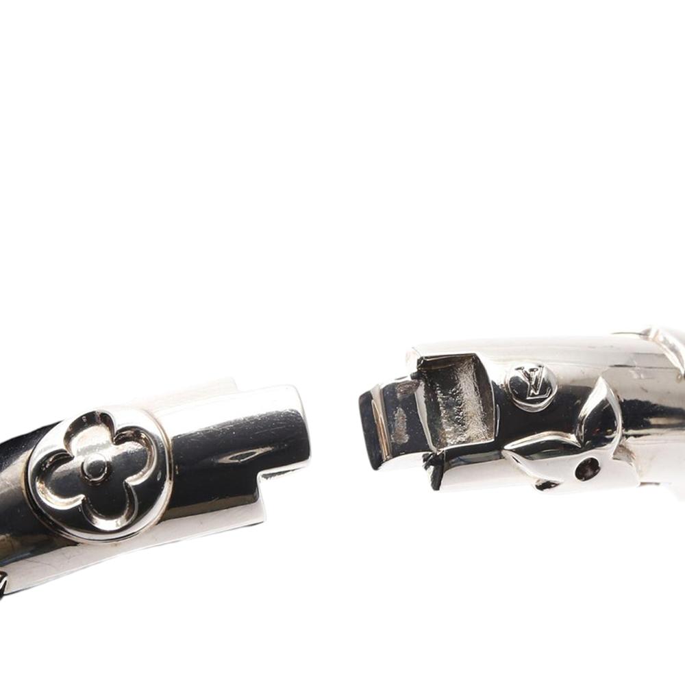 Louis Vuitton B Louis Vuitton Silver Stainless Steel Metal Monogram Family Bangle Germany