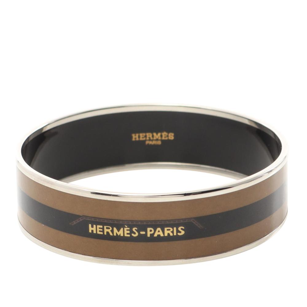 Hermès AB Hermès Brown Enamel Other Wide Belt Motif Bangle GM France