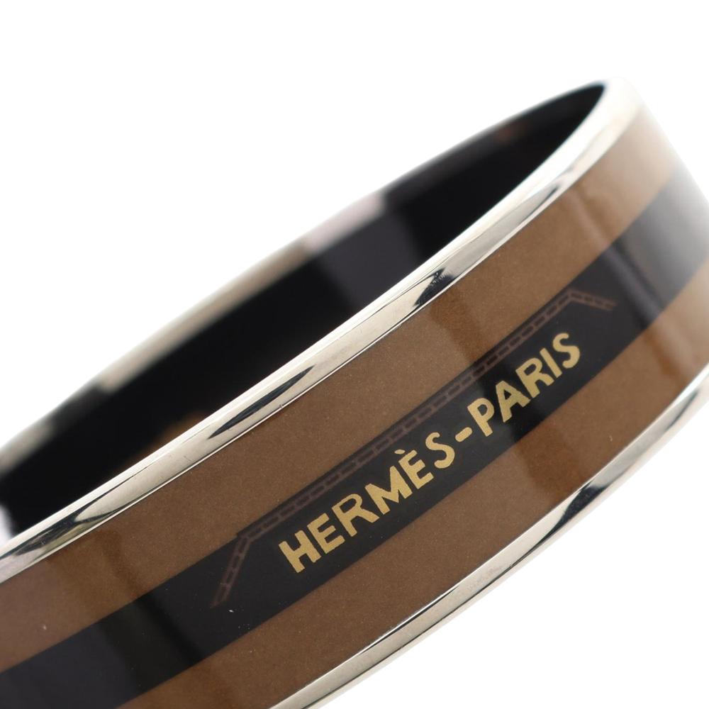 Hermès AB Hermès Brown Enamel Other Wide Belt Motif Bangle GM France