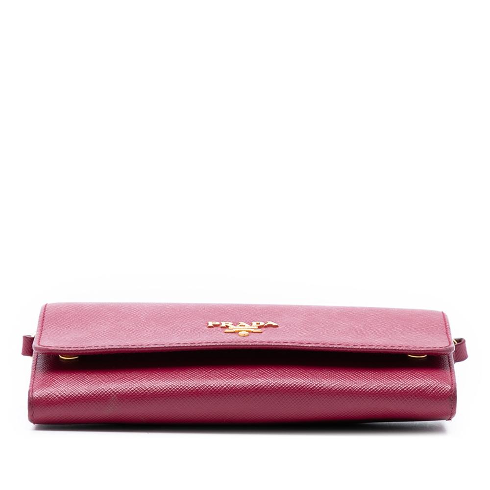 Prada B Prada Pink Dark Pink Saffiano Leather Wallet on Strap Italy