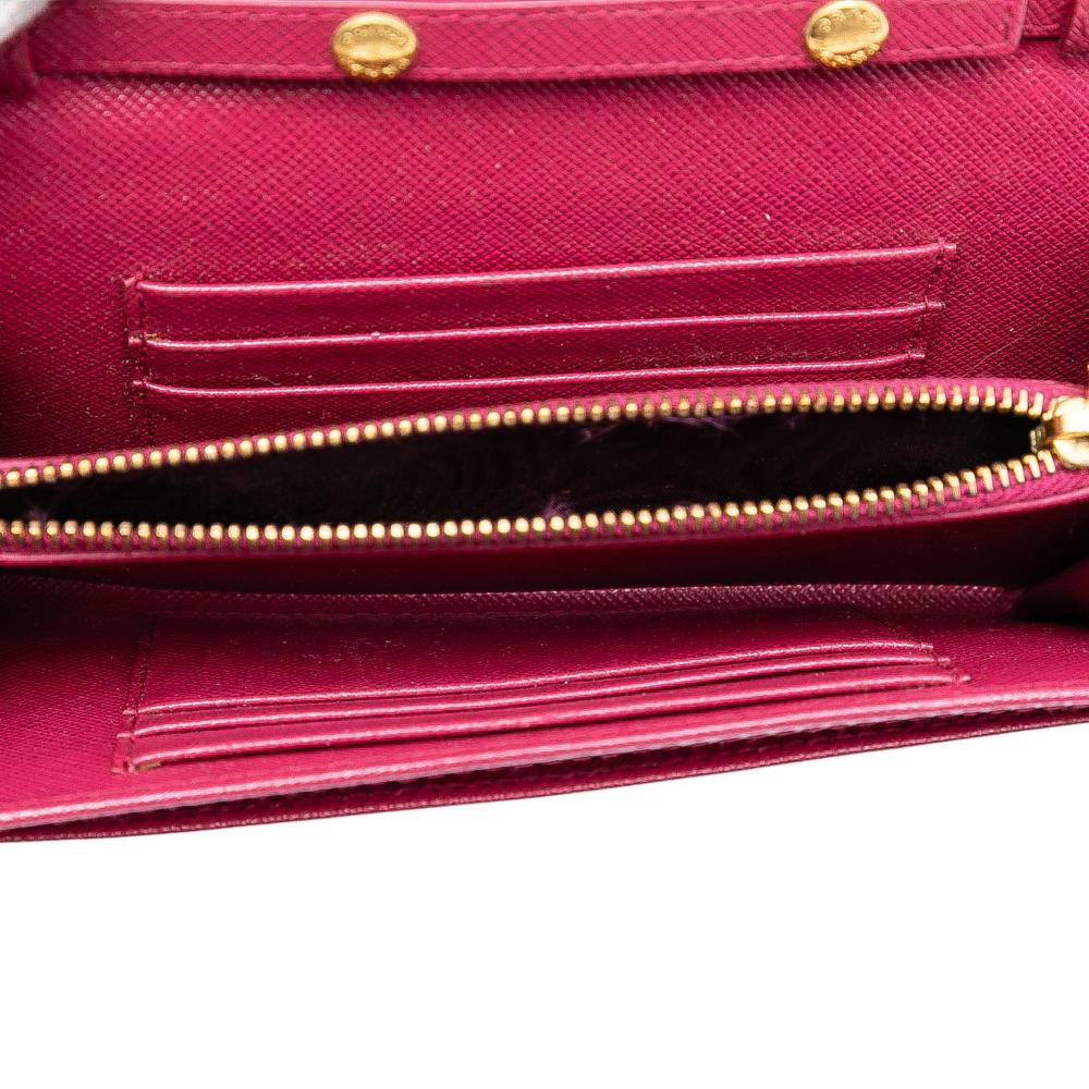 Prada B Prada Pink Dark Pink Saffiano Leather Wallet on Strap Italy