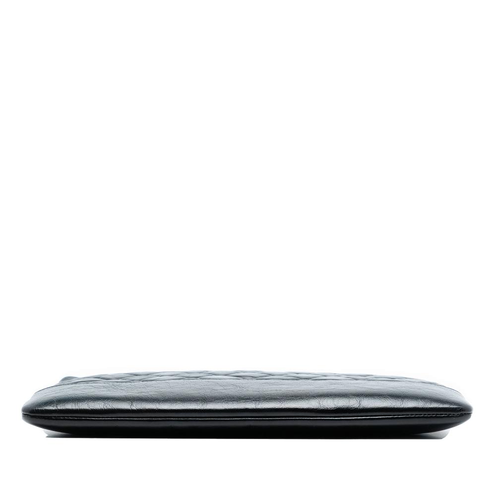 Chanel AB Chanel Black Calf Leather Medium Aged skin Gabrielle O Case Clutch Italy