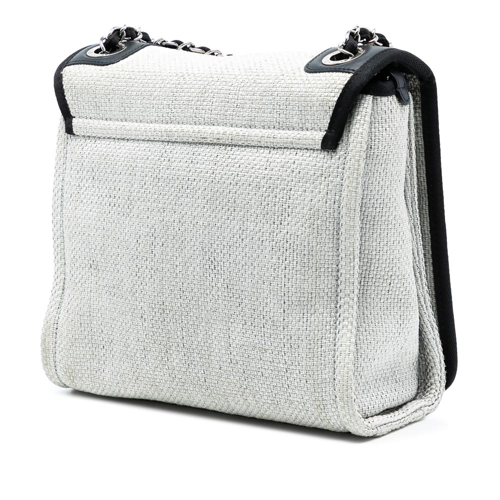 Chanel B Chanel Gray Light Gray Raffia Natural Material Small Deauville Messenger Italy