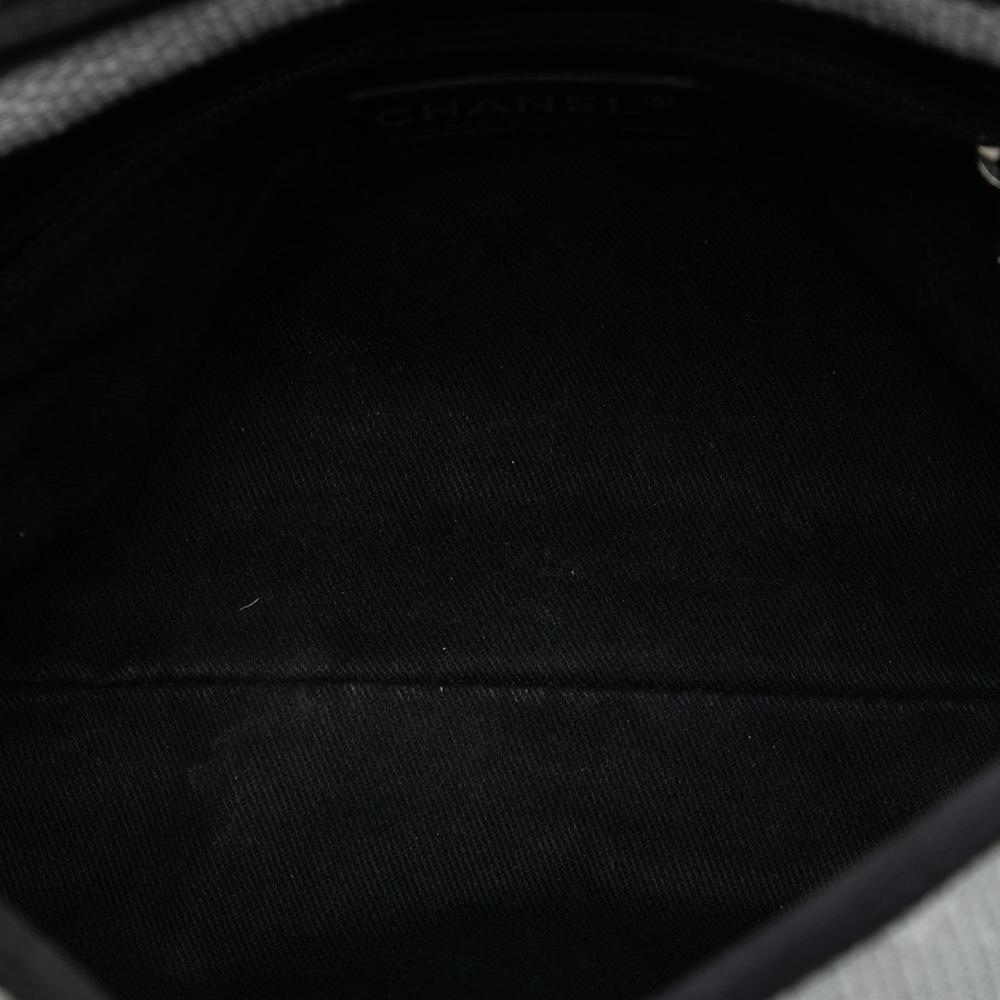 Chanel B Chanel Gray Light Gray Raffia Natural Material Small Deauville Messenger Italy