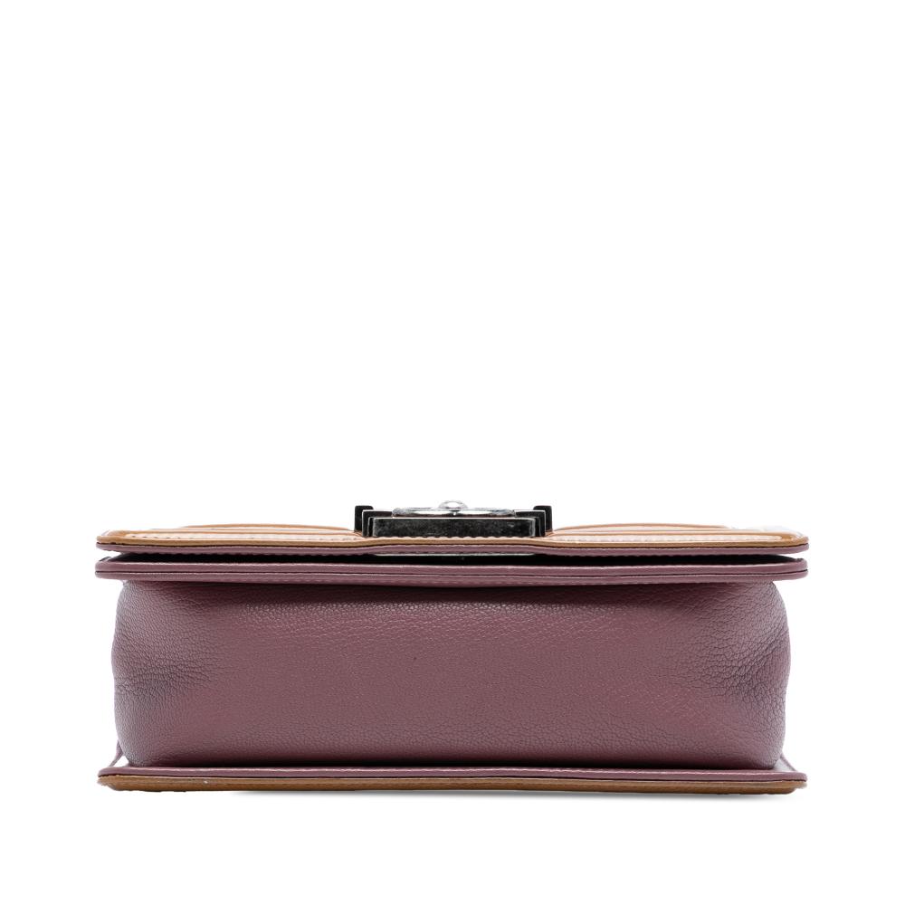 Chanel AB Chanel Pink Lily Goatskin Leather Small Quilted and Patent Duo Boy Flap Italy