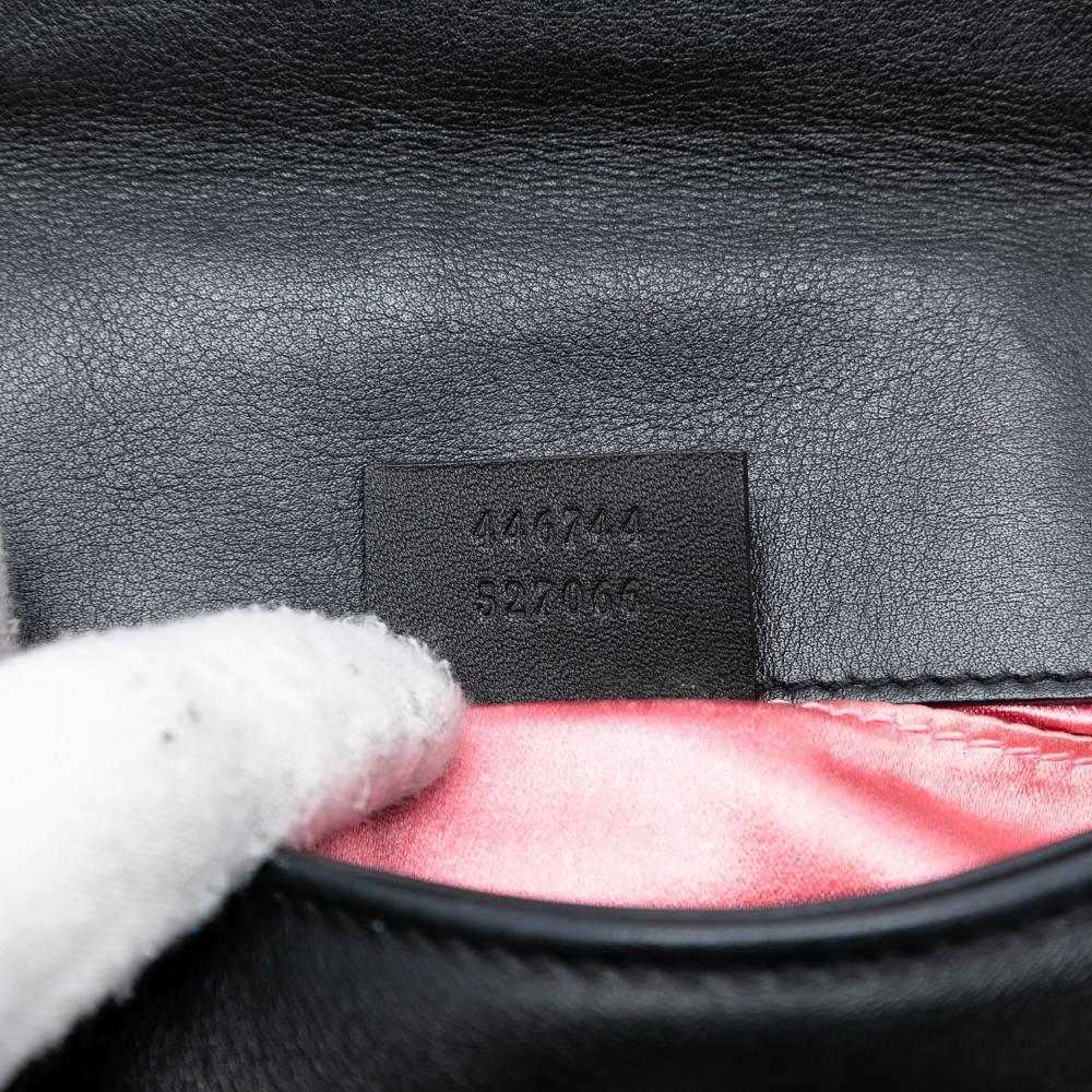 Gucci B Gucci Black Calf Leather Small GG Marmont Matelasse Shoulder Bag Italy