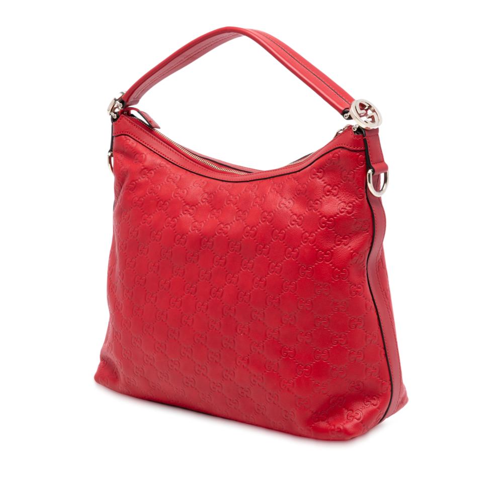 Gucci AB Gucci Red Calf Leather Small Guccissima Miss GG Satchel Italy