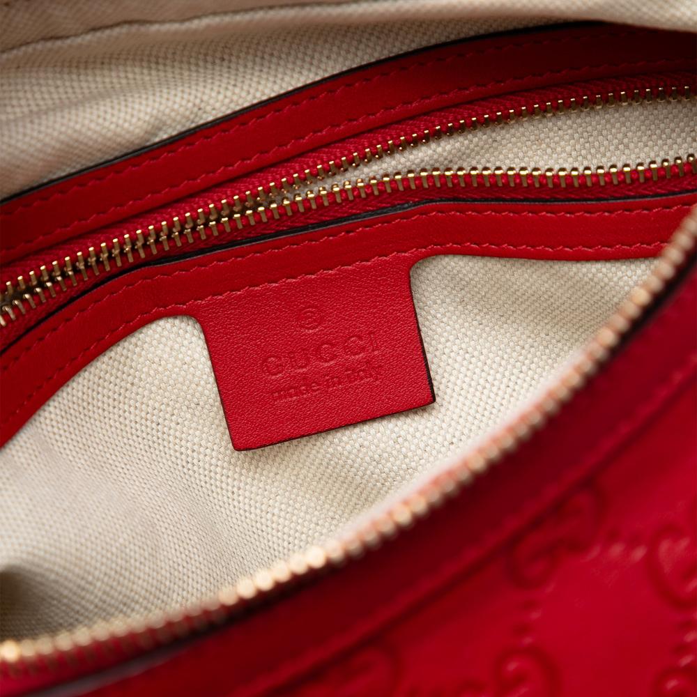 Gucci AB Gucci Red Calf Leather Small Guccissima Miss GG Satchel Italy