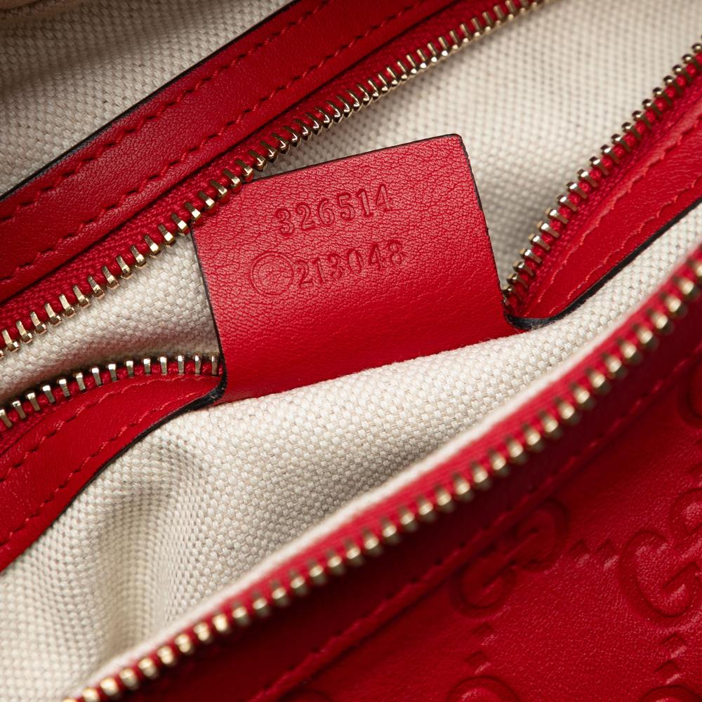 Gucci AB Gucci Red Calf Leather Small Guccissima Miss GG Satchel Italy