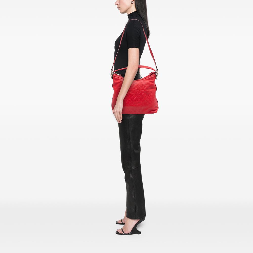 Gucci AB Gucci Red Calf Leather Small Guccissima Miss GG Satchel Italy