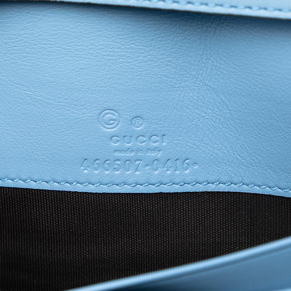 Gucci AB Gucci Blue Light Blue Calf Leather Microguccissima Wallet on Strap Italy