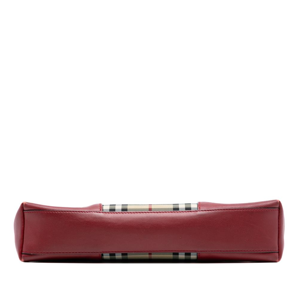 Burberry B Burberry Brown Beige with Red Coated Canvas Fabric Haymarket Check Chichester Crossbody Italy