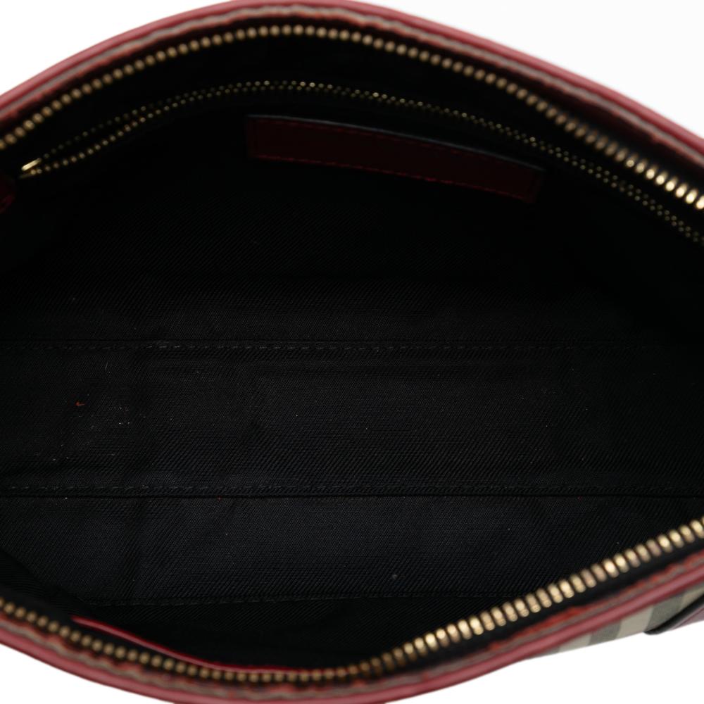 Burberry B Burberry Brown Beige with Red Coated Canvas Fabric Haymarket Check Chichester Crossbody Italy