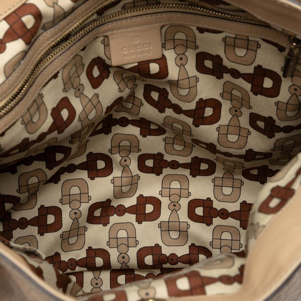 Gucci B Gucci Brown Beige Calf Leather Medium Guccissima Web Britt Satchel Italy