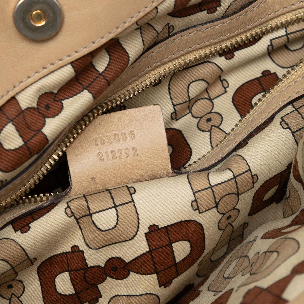 Gucci B Gucci Brown Beige Calf Leather Medium Guccissima Web Britt Satchel Italy