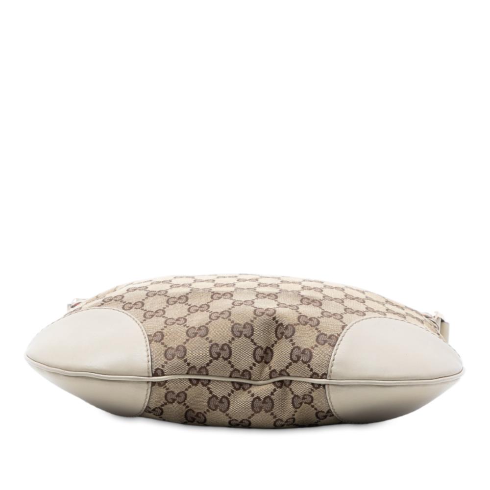 Gucci B Gucci Brown Beige Canvas Fabric GG Web Mayfair Crossbody Italy