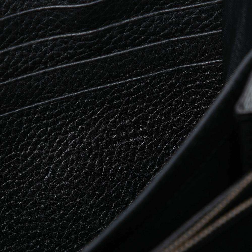 Gucci AB Gucci Black Calf Leather GG Marmont Wallet on Chain Italy