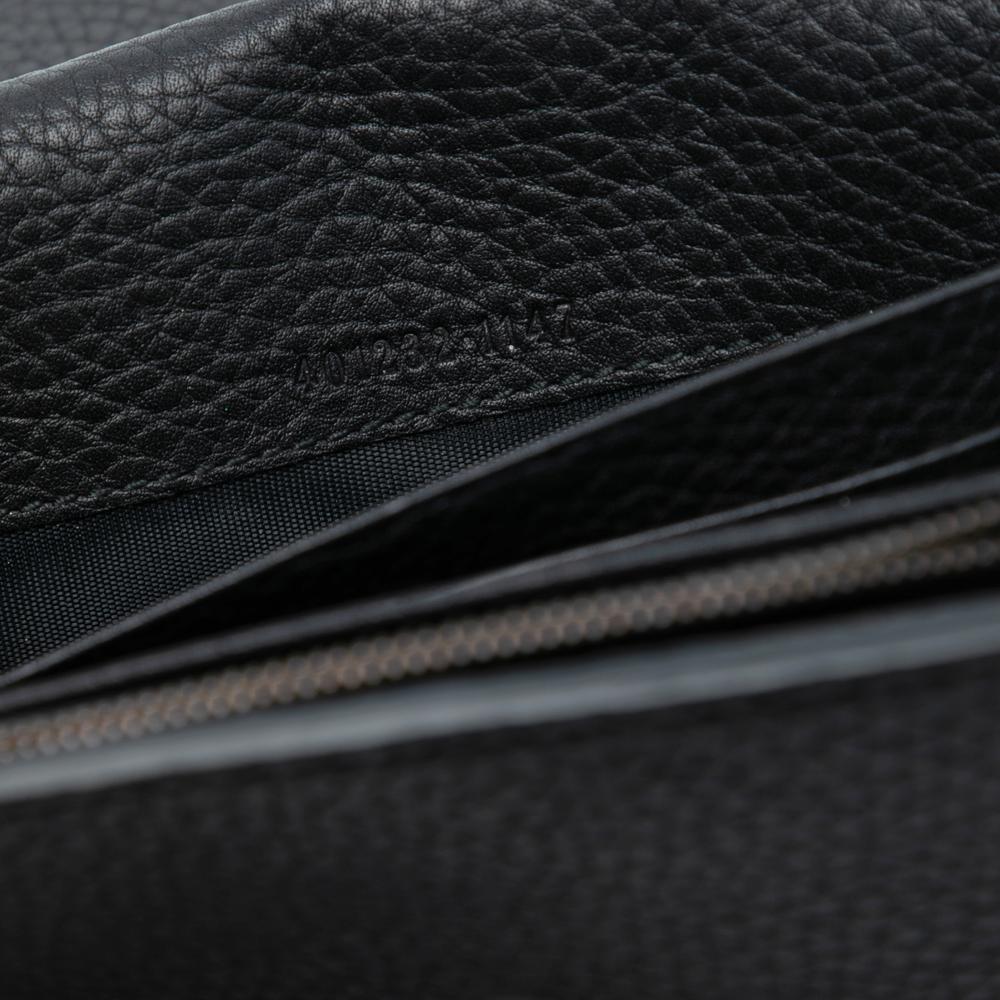 Gucci AB Gucci Black Calf Leather GG Marmont Wallet on Chain Italy