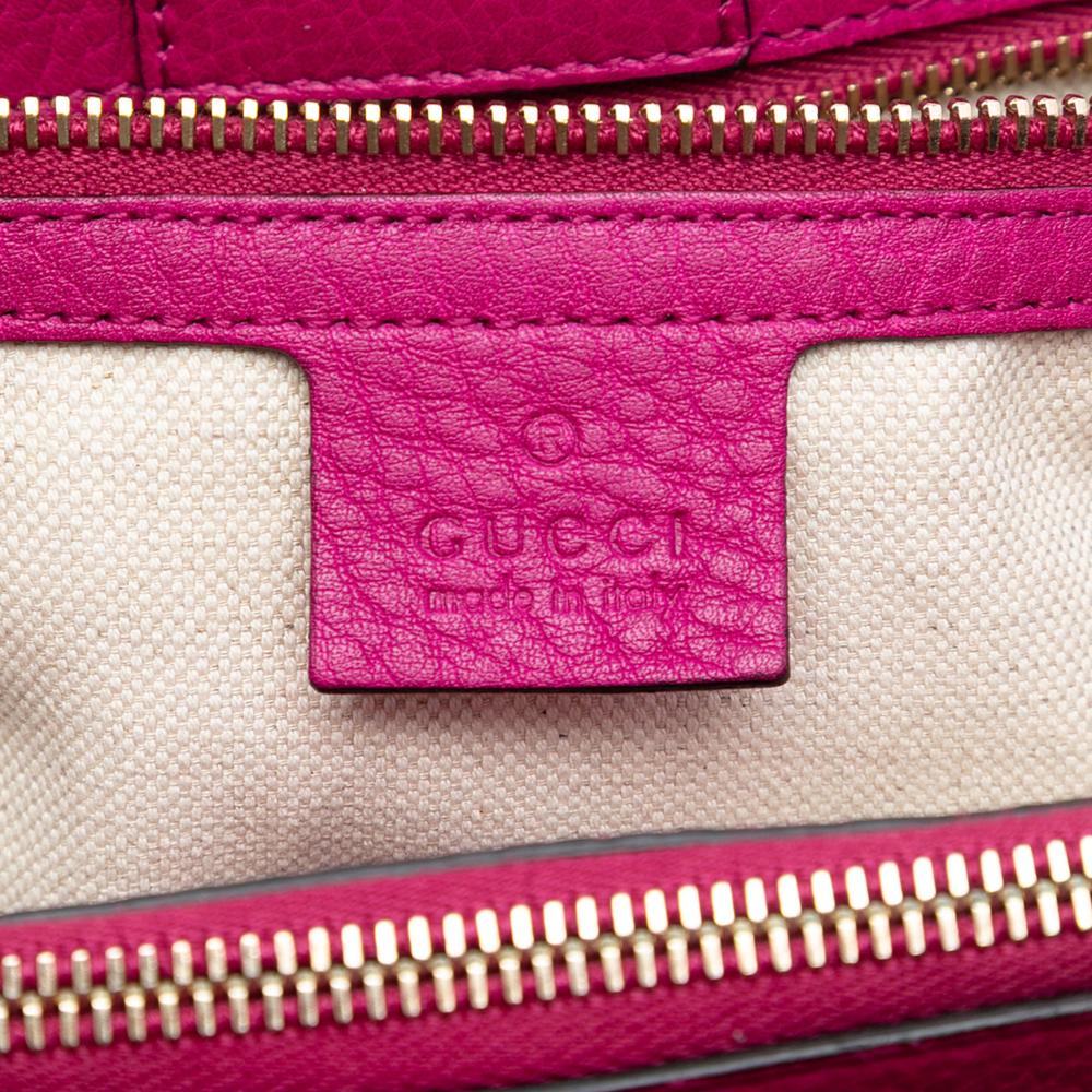 Gucci B Gucci Pink Dark Pink Calf Leather Medium skin Bamboo Shopper Satchel Italy