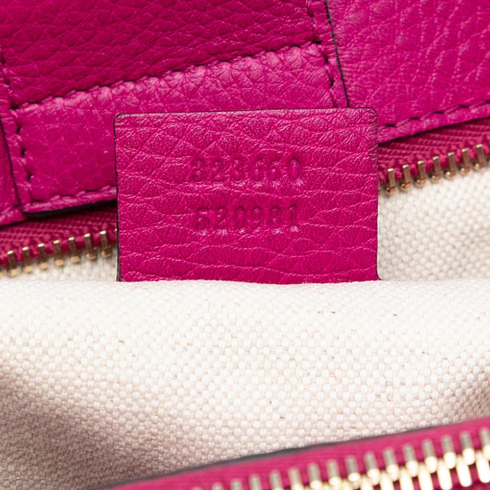 Gucci B Gucci Pink Dark Pink Calf Leather Medium skin Bamboo Shopper Satchel Italy