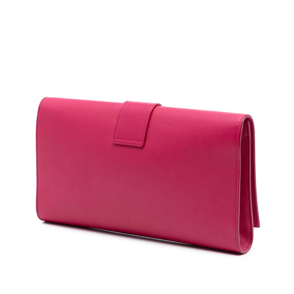 Saint Laurent B Saint Laurent Pink Hot Pink Calf Leather Chyc Ligne Clutch Italy