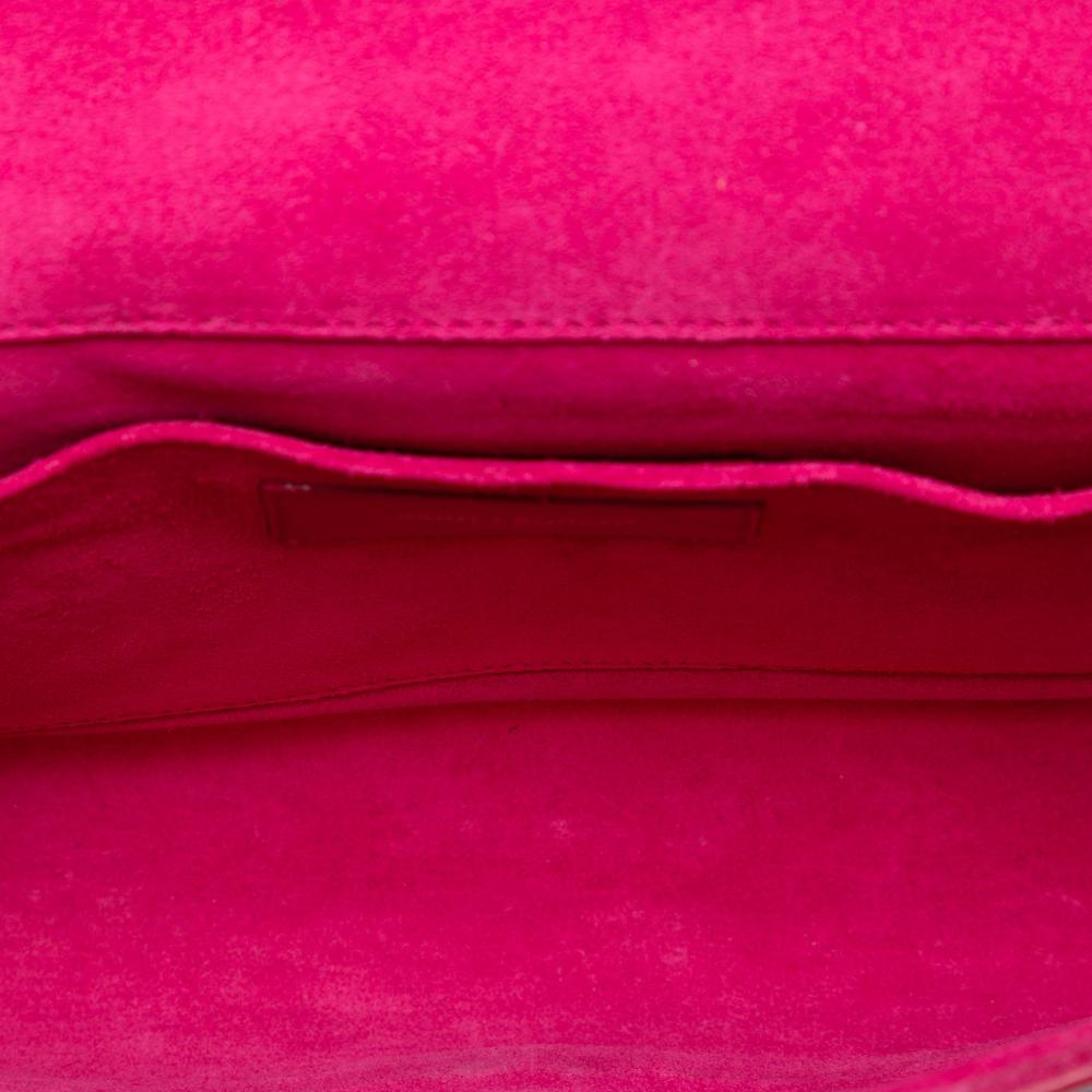 Saint Laurent B Saint Laurent Pink Hot Pink Calf Leather Chyc Ligne Clutch Italy