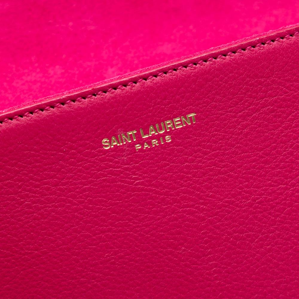 Saint Laurent B Saint Laurent Pink Hot Pink Calf Leather Chyc Ligne Clutch Italy