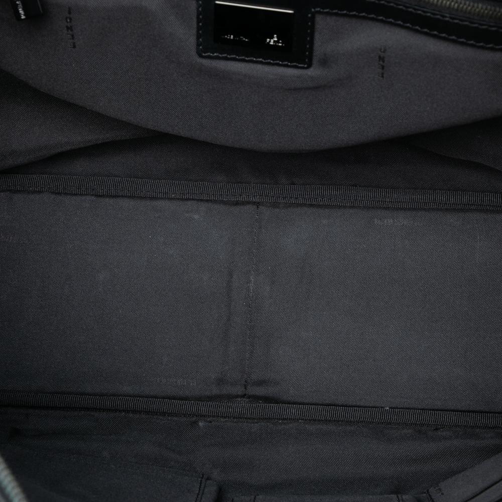 Fendi B Fendi Black Canvas Fabric Zucchino Satchel Italy