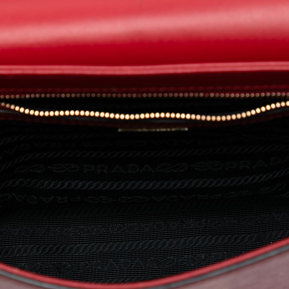 Prada B Prada Red Saffiano Leather Lux Embleme Crossbody Italy