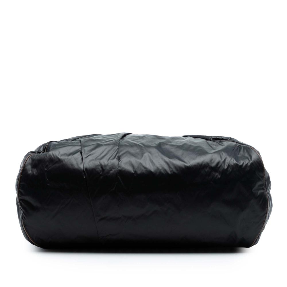 Bottega Veneta AB Bottega Veneta Black with Brown Nylon Fabric Spinnaker Tote Italy