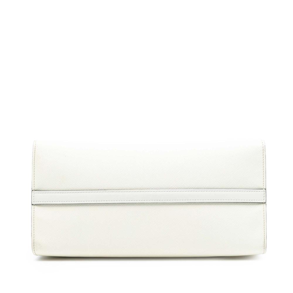 Prada B Prada White Saffiano Leather City Calf Trimmed Greche Paradigme Bag Italy